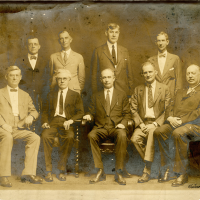Seated:  C.E. Snodgrass, F.H. Heiskell, Walter W. Faw, Hal Portrum, William A. Owen; Standing: John H. DeWitt, James D. Senter, Arthur Crownover, Neal L. Thompson