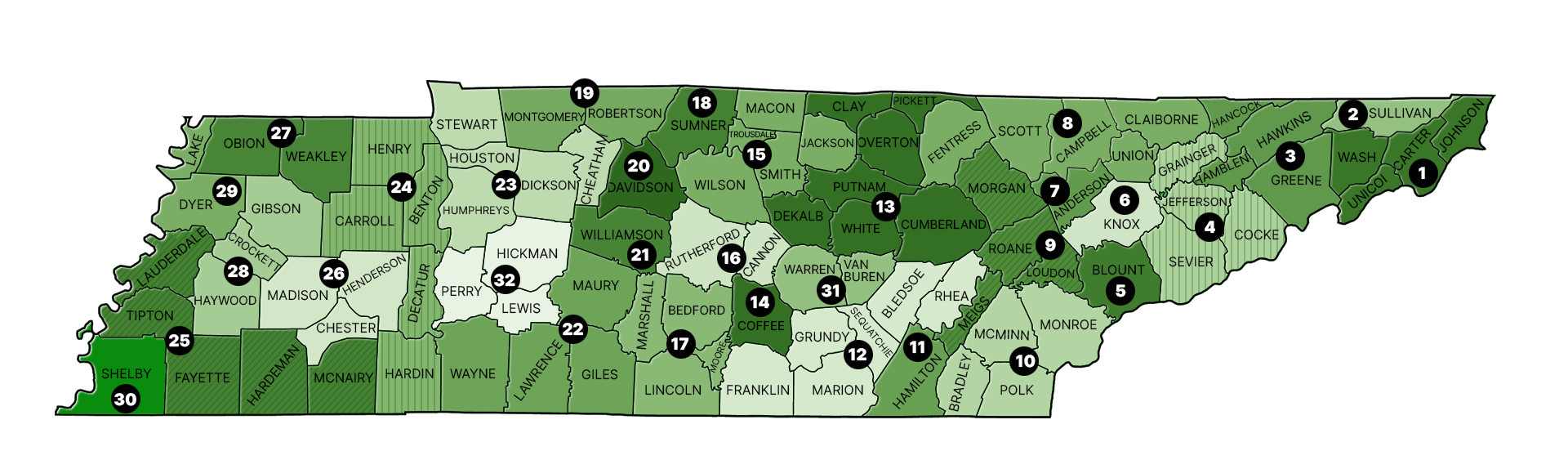 Tennessee Judicial District State map